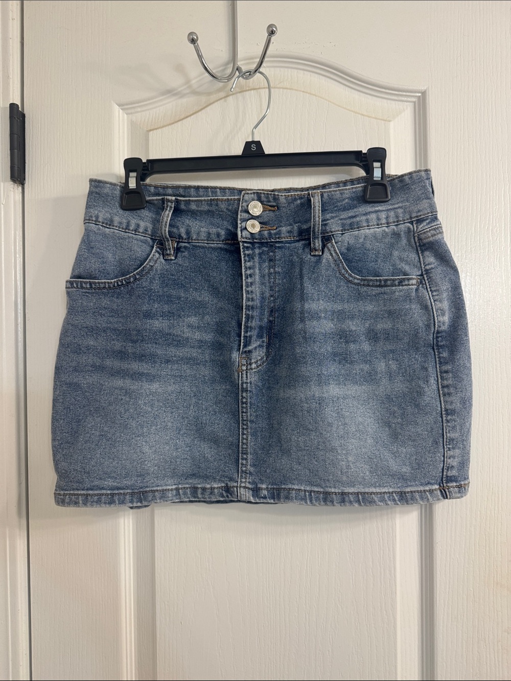 Classic Light Wash Denim Mini Skirt - Women